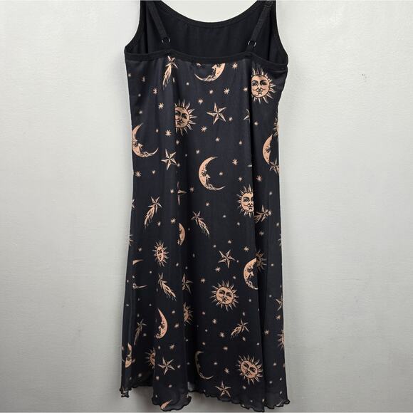 HOROSCOPEZ Witchy Spaghetti Strap Dress Black/Gold Womens Sz M Whimsy Goth Y2K - Picture 6 of 13